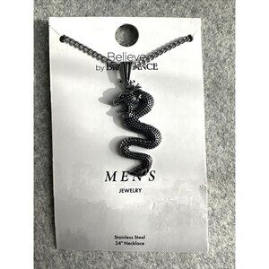 Believe by Brilliance Stainless Steel 24" Necklace Silver Tone Serpent Snake